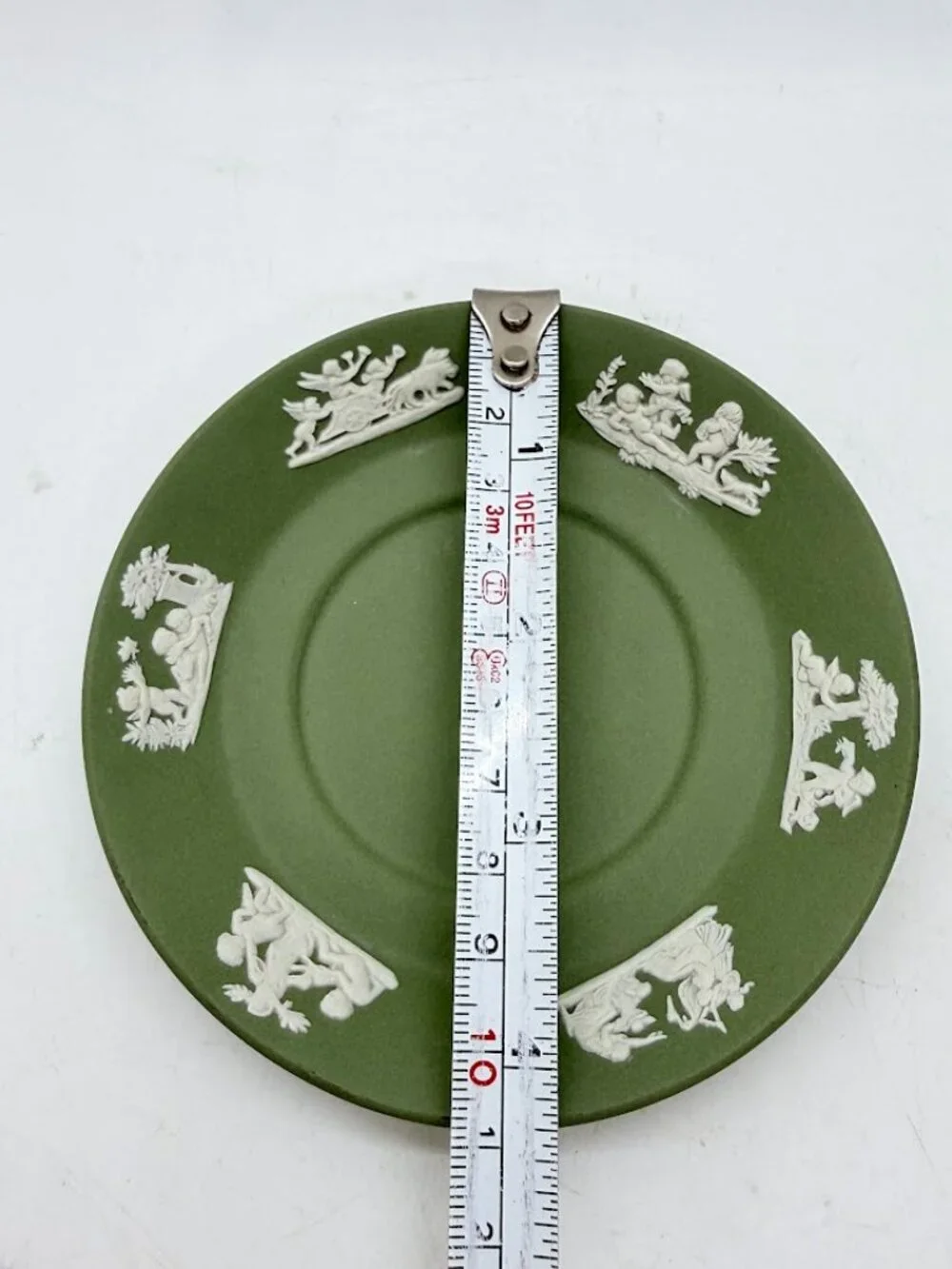Vintage Wedgwood Sage Celadon Green Jasperware Demitasse Espresso Cup & Saucer